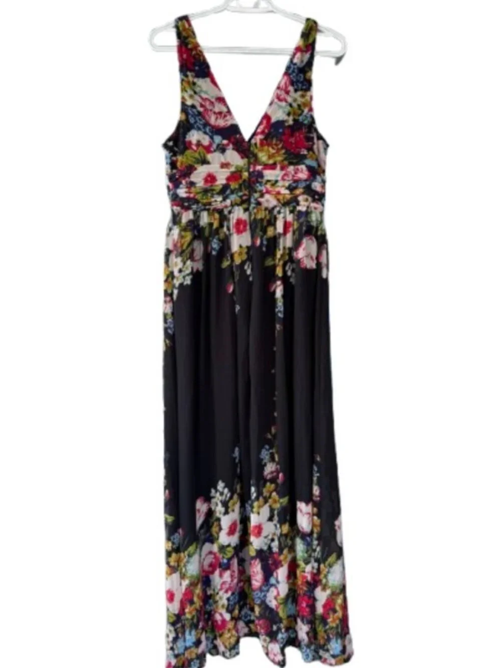 Ever Pretty floral sleeveless V-neck semi-formal maxi dress black women's size M - Picture 7 of 9